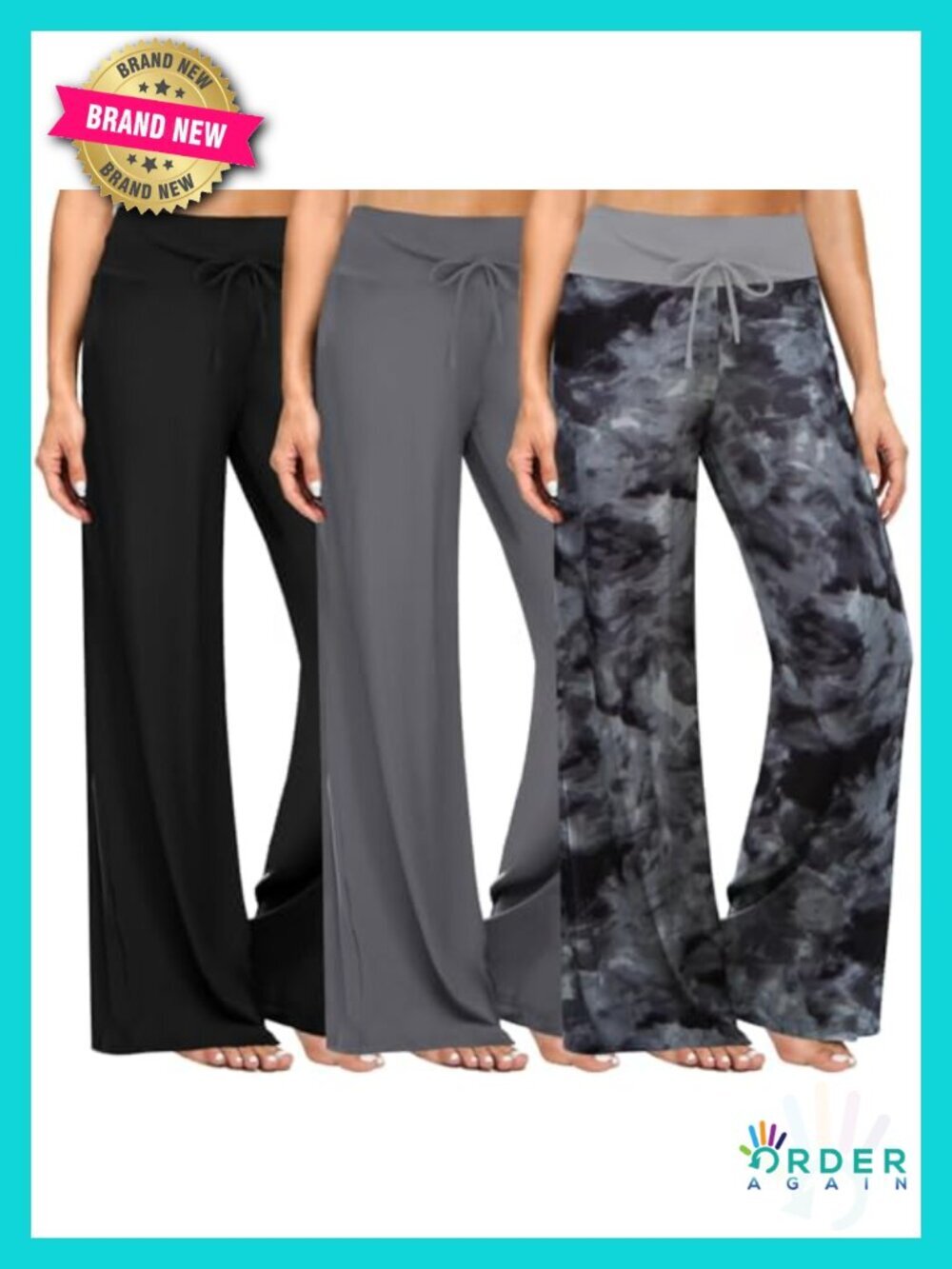 Soft Wide Leg Pajama Pants, High Rise Drawstring Lounge Yoga Capri 22/30 in